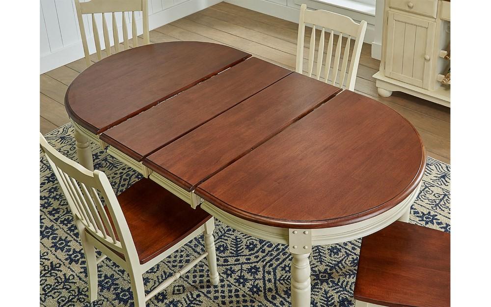 A-America - British Isles 54in - 76in Oval Dining Table with (2) 12in Leaves in Merlot-Buttermilk Finish - BRIMB6310 veiw 3