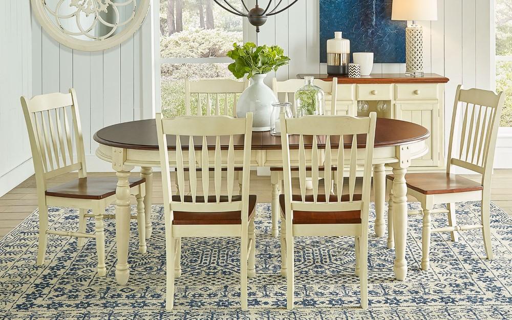 A-America - British Isles 54in - 76in Oval Dining Table with (2) 12in Leaves in Merlot-Buttermilk Finish - BRIMB6310 veiw 5
