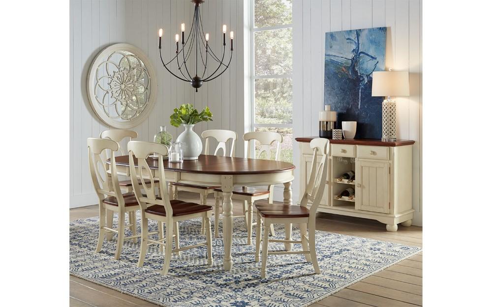 A-America - British Isles 54in - 76in Oval Dining Table with (2) 12in Leaves in Merlot-Buttermilk Finish - BRIMB6310 veiw 6