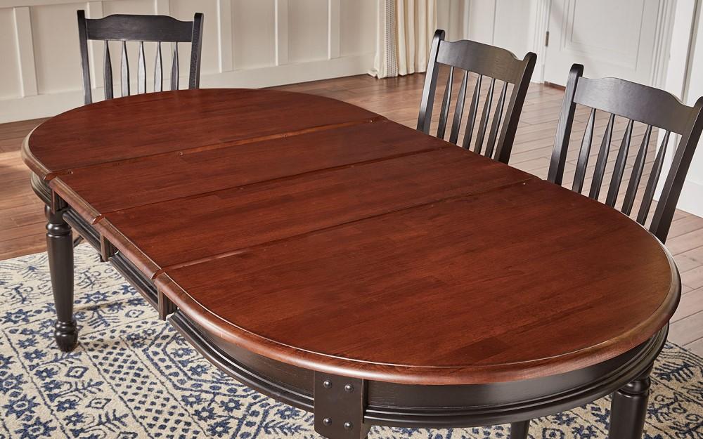 A-America - British Isles 52in - 76in Oval Dining Table with (2) 12in Leaves in Oak-Black Finish - BRIOB6310 veiw 2