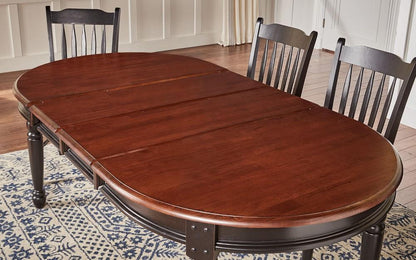 A-America - British Isles 52in - 76in Oval Dining Table with (2) 12in Leaves in Oak-Black Finish - BRIOB6310 veiw 2