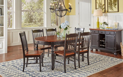 A-America - British Isles 52in - 76in Oval Dining Table with (2) 12in Leaves in Oak-Black Finish - BRIOB6310 veiw 6