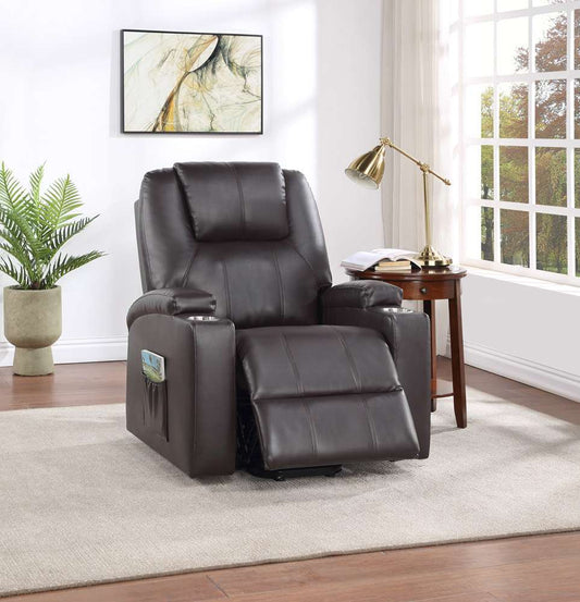 ACME Furniture - Evander Recliner w/Power Lift - Brown Leather Aire - LV02181 veiw 1