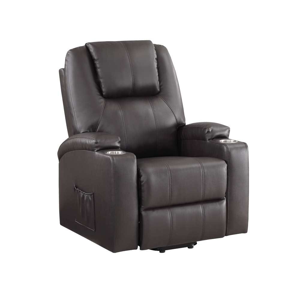 ACME Furniture - Evander Recliner w/Power Lift - Brown Leather Aire - LV02181 veiw 2