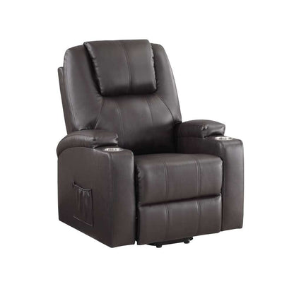 ACME Furniture - Evander Recliner w/Power Lift - Brown Leather Aire - LV02181 veiw 2