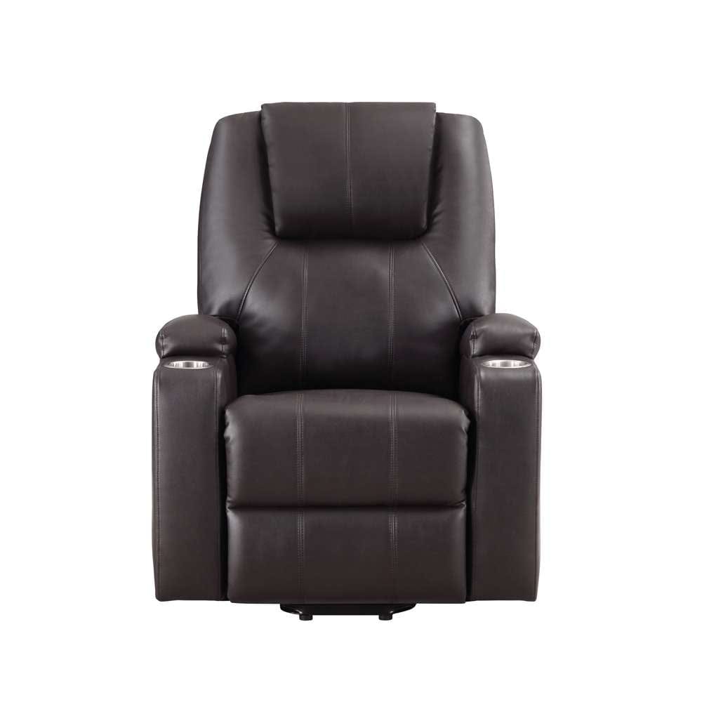 ACME Furniture - Evander Recliner w/Power Lift - Brown Leather Aire - LV02181 veiw 3