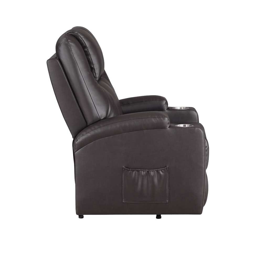 ACME Furniture - Evander Recliner w/Power Lift - Brown Leather Aire - LV02181 veiw 4