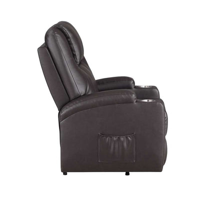 ACME Furniture - Evander Recliner w/Power Lift - Brown Leather Aire - LV02181 veiw 4
