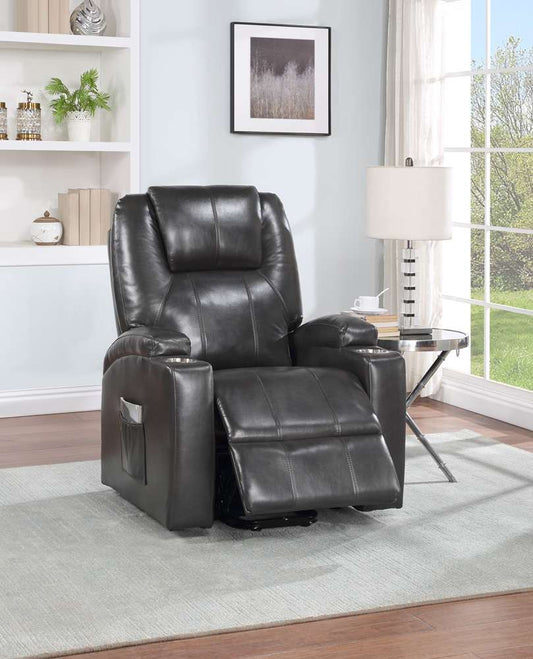 ACME Furniture - Evander Recliner w/Power Lift - Gunmetal Leather Aire - LV02182 veiw 1