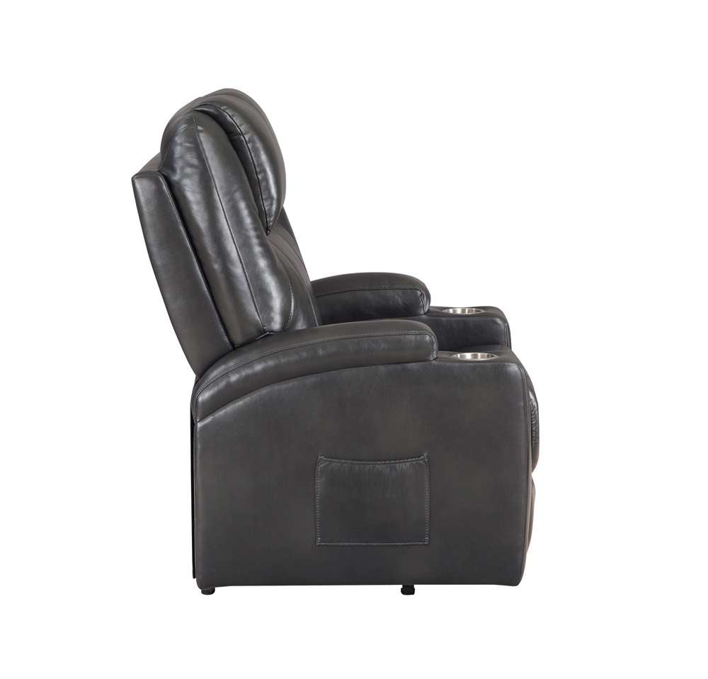 ACME Furniture - Evander Recliner w/Power Lift - Gunmetal Leather Aire - LV02182 veiw 4