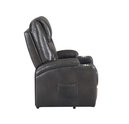 ACME Furniture - Evander Recliner w/Power Lift - Gunmetal Leather Aire - LV02182 veiw 4