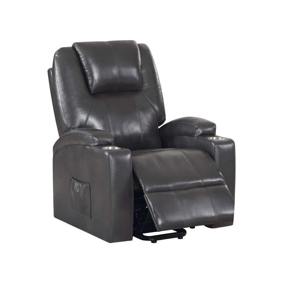 ACME Furniture - Evander Recliner w/Power Lift - Gunmetal Leather Aire - LV02182 veiw 6