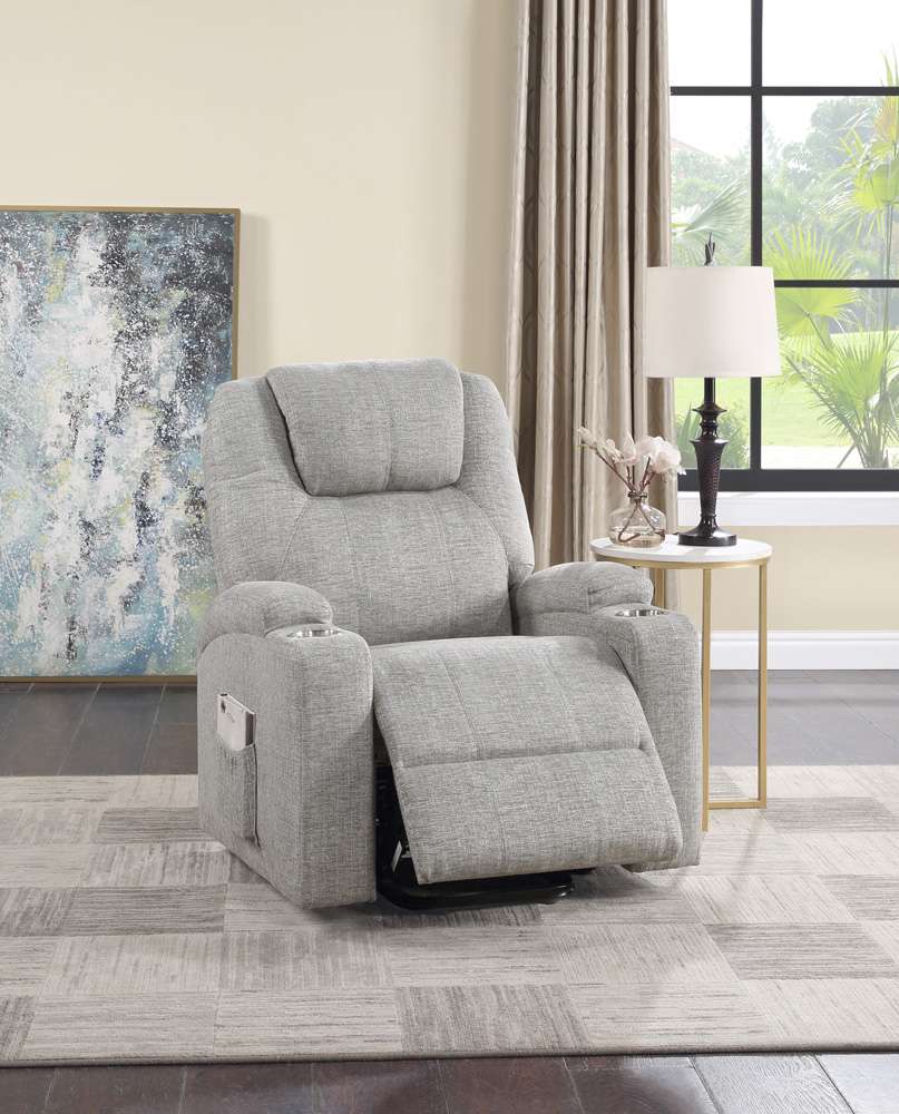 ACME Furniture - Evander Recliner w/Power Lift - Light Gray Chenille - LV02180 veiw 1