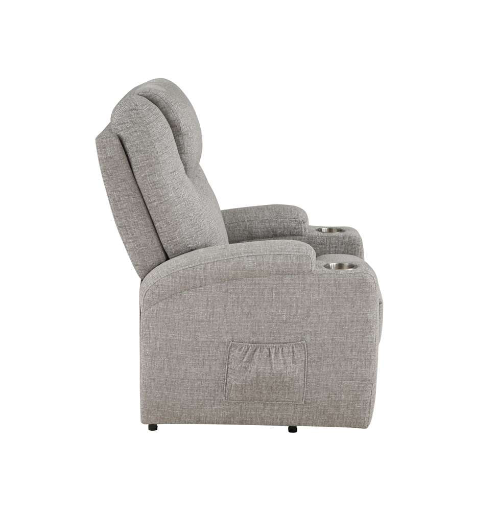 ACME Furniture - Evander Recliner w/Power Lift - Light Gray Chenille - LV02180 veiw 4