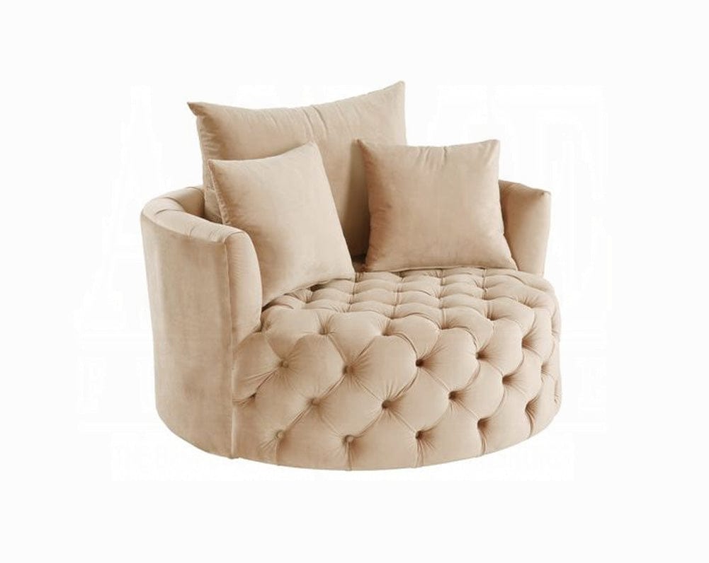 ACME Furniture - Zunyas Accent Chair w/Swivel - Beige Velvet - AC00290 view 1