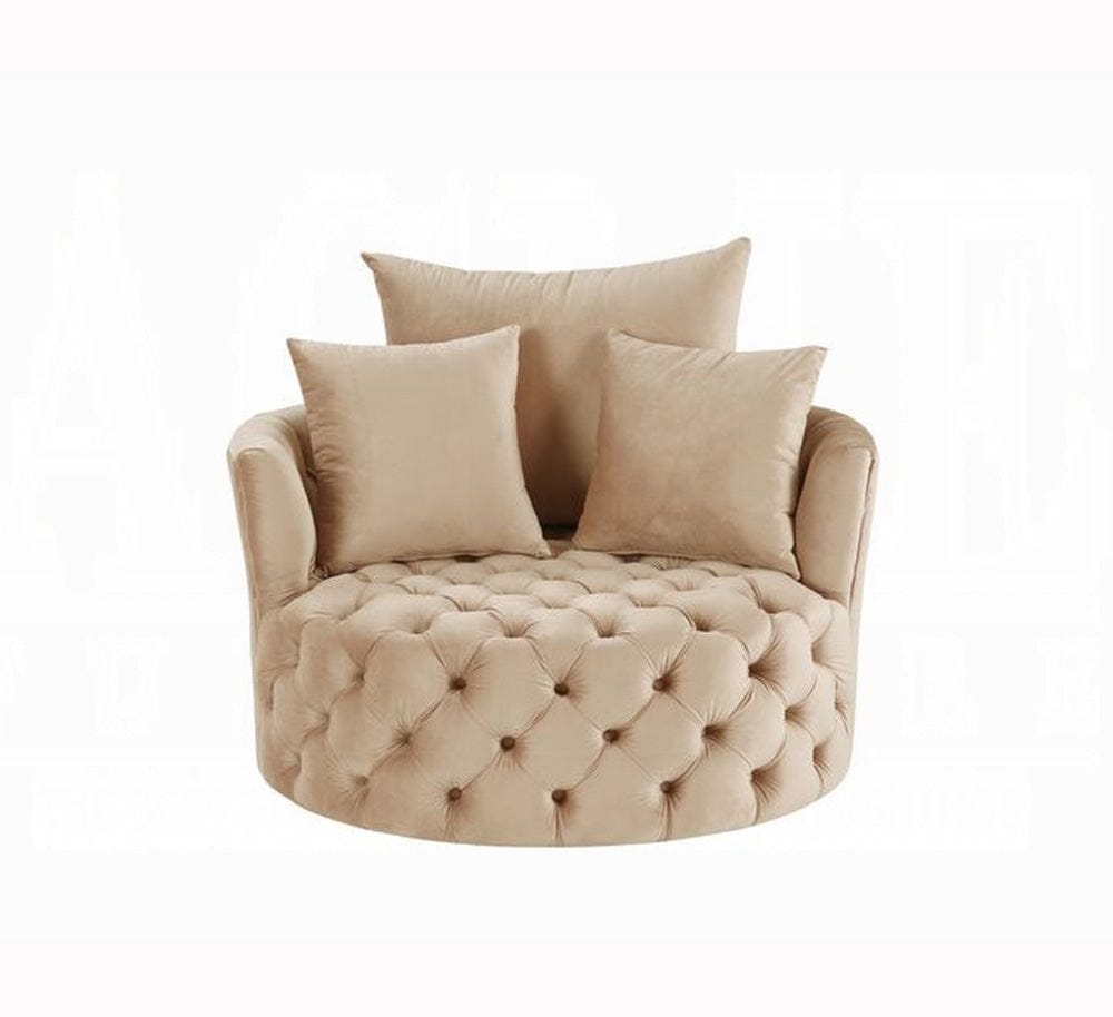 ACME Furniture - Zunyas Accent Chair w/Swivel - Beige Velvet - AC00290 view 2