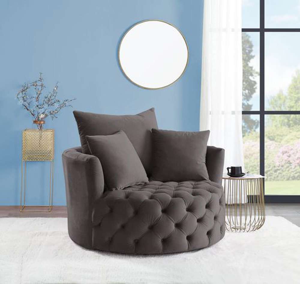 ACME Furniture - Zunyas Accent Chair w/Swivel - Gray Velvet - AC00292 view 6