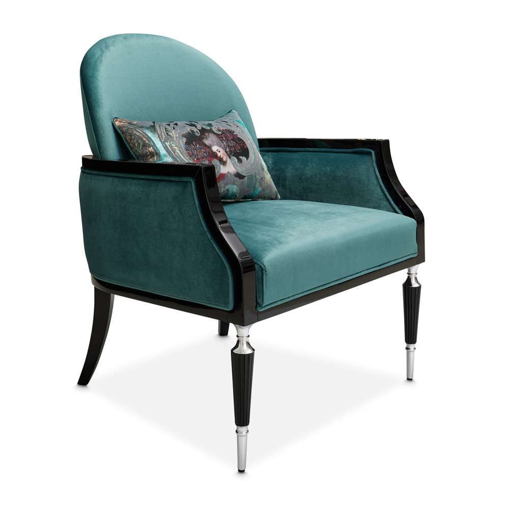 AICO by Michael Amini - La Francaise Accent Chair - Azure/Black - LFR-FRSE834-AZR-805 veiw 5