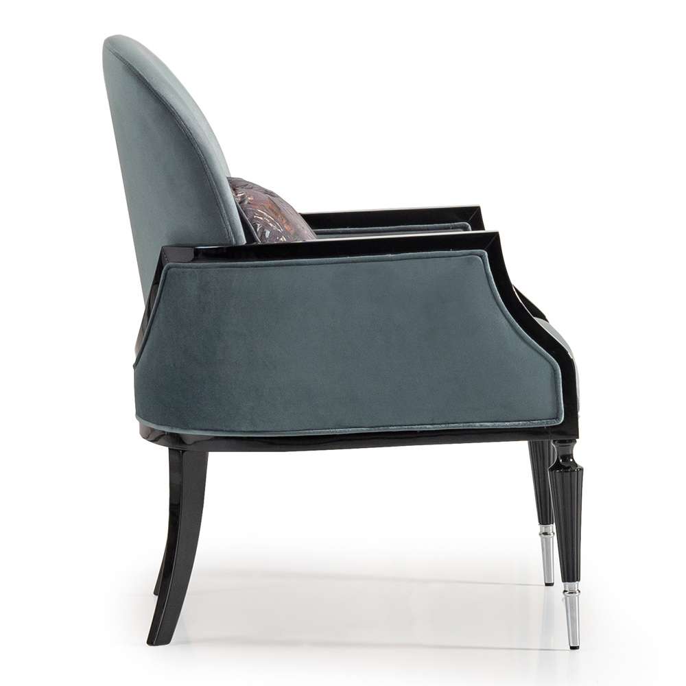 AICO by Michael Amini - La Francaise Accent Chair - Azure/Black - LFR-FRSE834-AZR-805 veiw 7