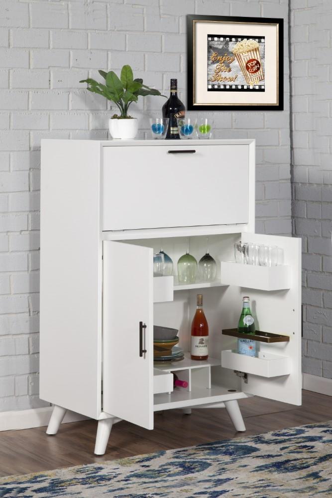 Alpine Furniture - Flynn Large Bar Cabinet w/Drop Down Tray, White - 966-W-16 veiw 3