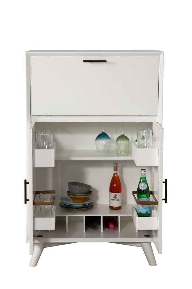 Alpine Furniture - Flynn Large Bar Cabinet w/Drop Down Tray, White - 966-W-16 veiw 4