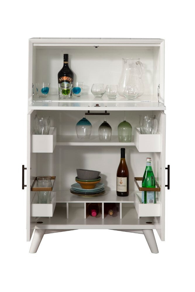 Alpine Furniture - Flynn Large Bar Cabinet w/Drop Down Tray, White - 966-W-16 veiw 5