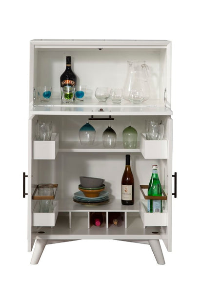 Alpine Furniture - Flynn Large Bar Cabinet w/Drop Down Tray, White - 966-W-16 veiw 5