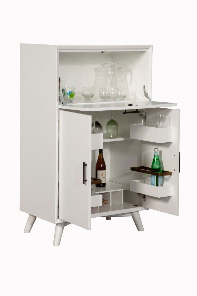 Alpine Furniture - Flynn Large Bar Cabinet w/Drop Down Tray, White - 966-W-16 veiw 6