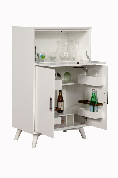 Alpine Furniture - Flynn Large Bar Cabinet w/Drop Down Tray, White - 966-W-16 veiw 6