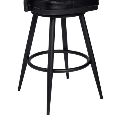 Armen Living - Amador 30in Bar Height Barstool in a Black Powder Coated Finish and Vintage Black Faux Leather - 721535746972 veiw 5