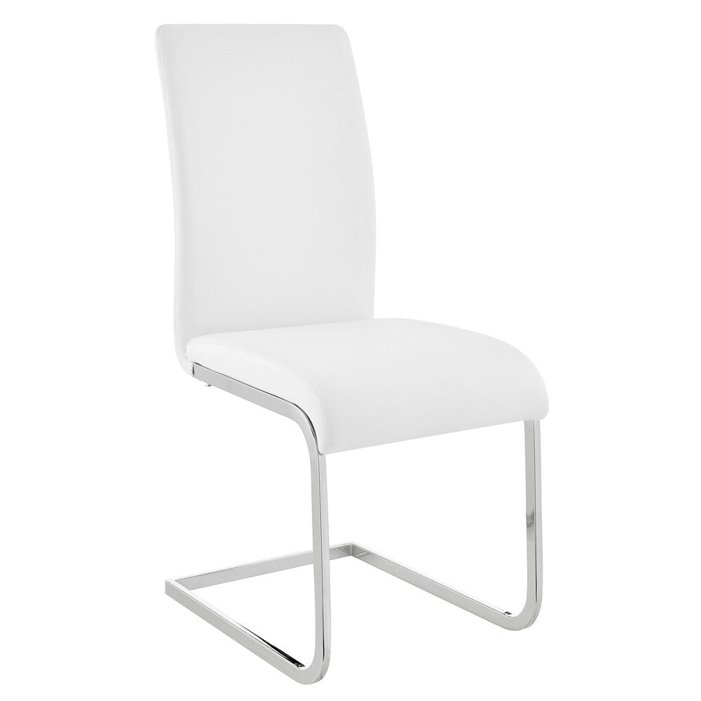 Armen Living - Amanda Contemporary Side Chair in White Faux Leather and Chrome Finish (Set of 2) - LCAMSIWH veiw 2