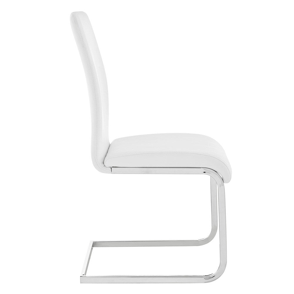 Armen Living - Amanda Contemporary Side Chair in White Faux Leather and Chrome Finish (Set of 2) - LCAMSIWH veiw 4