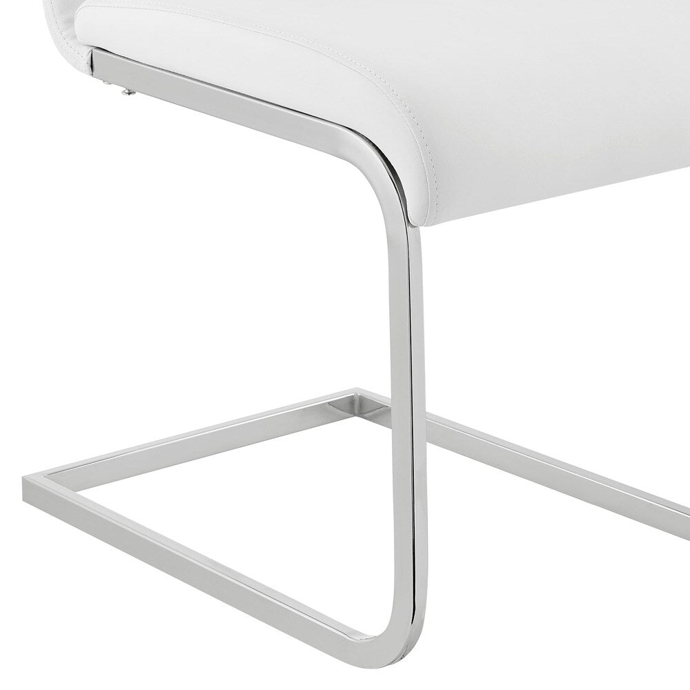 Armen Living - Amanda Contemporary Side Chair in White Faux Leather and Chrome Finish (Set of 2) - LCAMSIWH veiw 8