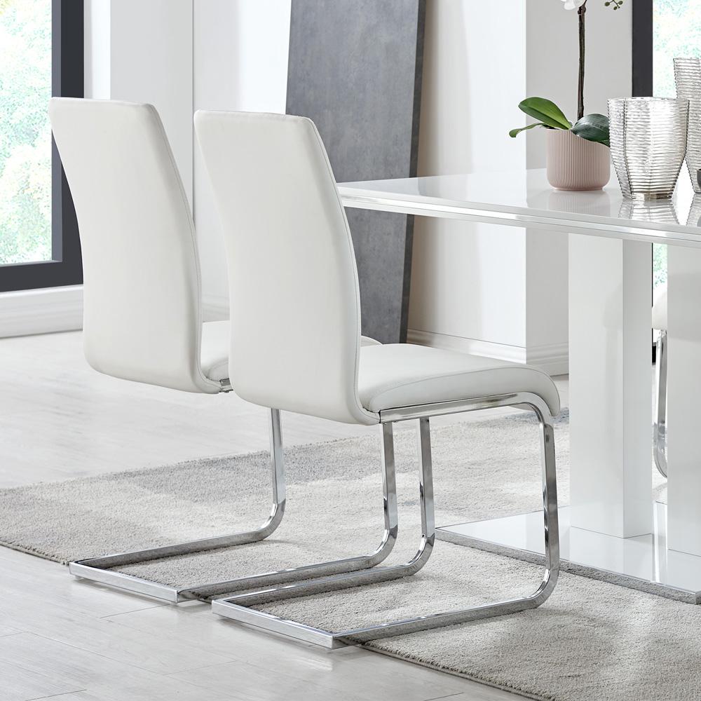 Armen Living - Amanda Contemporary Side Chair in White Faux Leather and Chrome Finish (Set of 2) - LCAMSIWH veiw 9