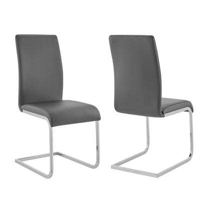 Armen Living - Amanda Contemporary Side Chair in Gray Faux Leather and Chrome Finish (Set of 2) - LCAMSIGR veiw 1