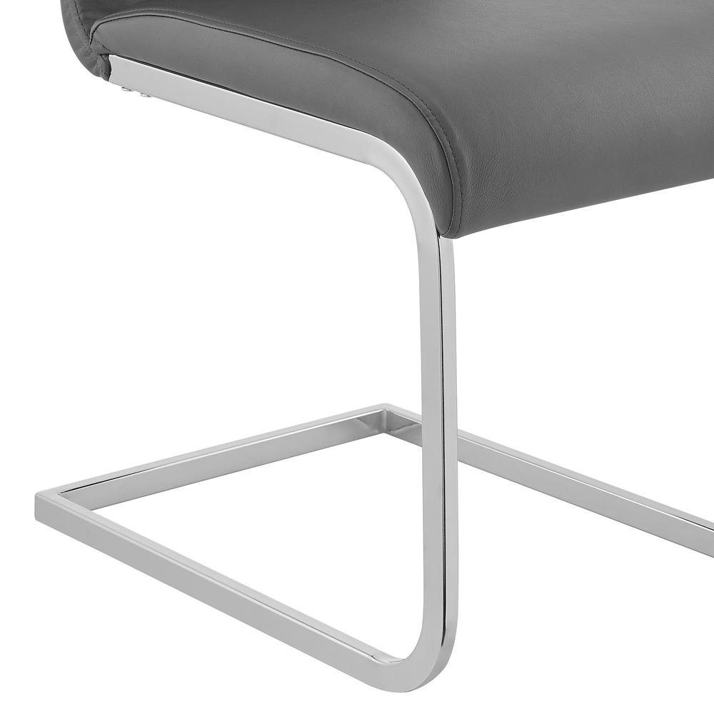 Armen Living - Amanda Contemporary Side Chair in Gray Faux Leather and Chrome Finish (Set of 2) - LCAMSIGR veiw 7