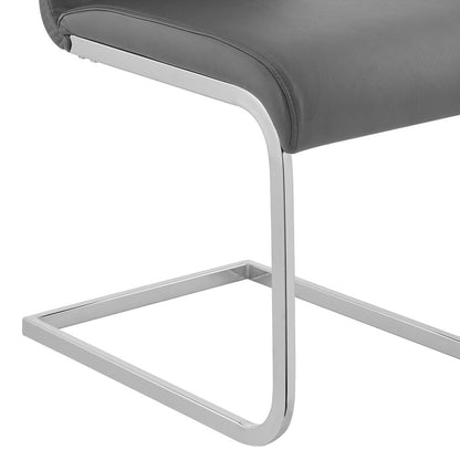 Armen Living - Amanda Contemporary Side Chair in Gray Faux Leather and Chrome Finish (Set of 2) - LCAMSIGR veiw 7