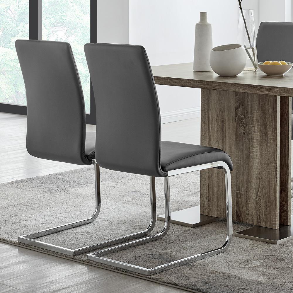 Armen Living - Amanda Contemporary Side Chair in Gray Faux Leather and Chrome Finish (Set of 2) - LCAMSIGR veiw 9