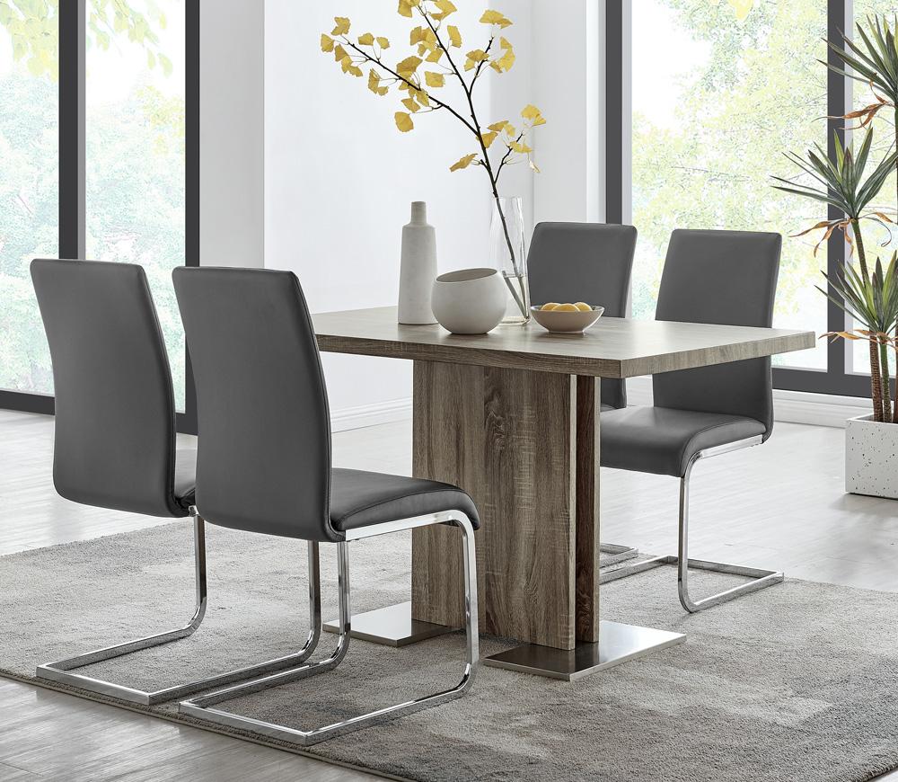 Armen Living - Amanda Contemporary Side Chair in Gray Faux Leather and Chrome Finish (Set of 2) - LCAMSIGR veiw 10