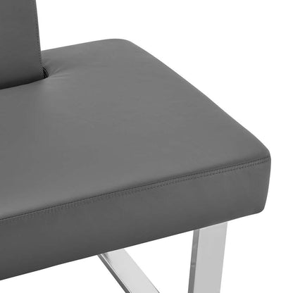 Armen Living - Amanda Contemporary Nook Corner Dining Bench in Gray Faux Leather and Chrome Finish - LCAMCOGRSF veiw 5