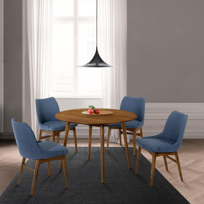 Armen Living - Arcadia and Azalea 42in Round Blue and Walnut Wood 5 Piece Dining Set - SETARDI5AZWABLU42 veiw 8