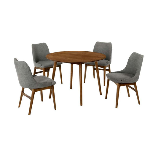 Armen Living - Arcadia and Azalea 42in Round Charcoal and Walnut Wood 5 Piece Dining Set - SETARDI5AZWACH42 veiw 1