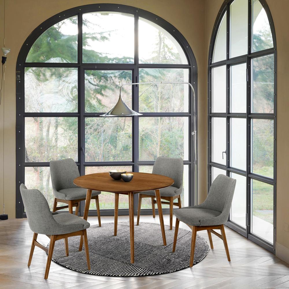 Armen Living - Arcadia and Azalea 42in Round Charcoal and Walnut Wood 5 Piece Dining Set - SETARDI5AZWACH42 veiw 8