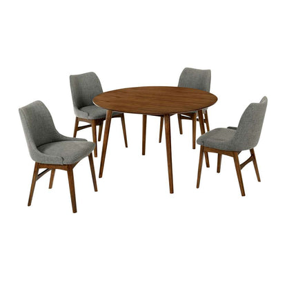 Armen Living - Arcadia and Azalea 48in Round Charcoal and Walnut Wood 5 Piece Dining Set - SETARDI5AZWACH48 veiw 1