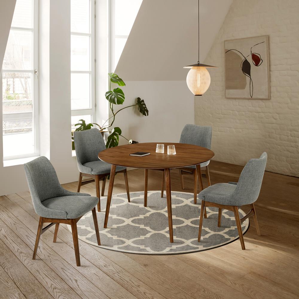 Armen Living - Arcadia and Azalea 48in Round Charcoal and Walnut Wood 5 Piece Dining Set - SETARDI5AZWACH48 veiw 8