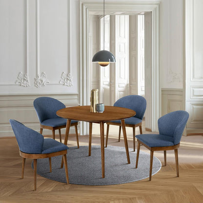 Armen Living - Arcadia and Juno 42in Round Blue and Walnut Wood 5 Piece Dining Set - SETARDI5JNWABLU42 veiw 8