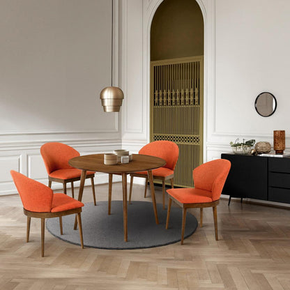 Armen Living - Arcadia and Juno 42in Round Orange and Walnut Wood 5 Piece Dining Set - SETARDI5JNWAOR42 veiw 8