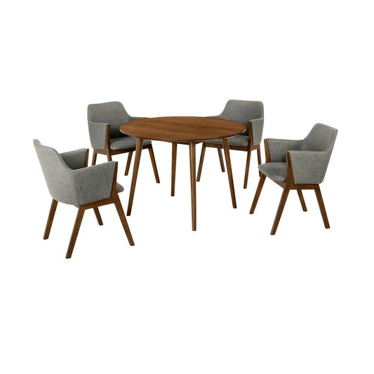 Armen Living - Arcadia and Renzo 42in Round Charcoal and Walnut Wood 5 Piece Dining Set - SETARDI5REWACH42 veiw 1