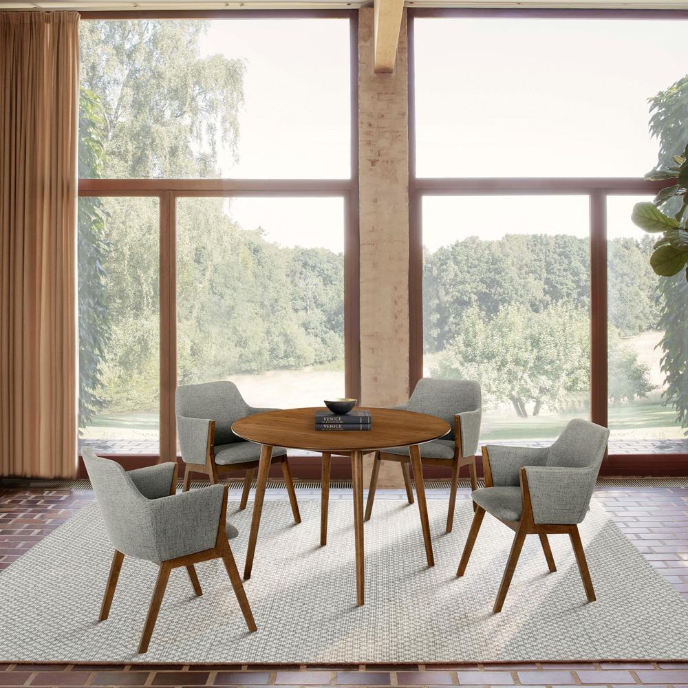 Armen Living - Arcadia and Renzo 42in Round Charcoal and Walnut Wood 5 Piece Dining Set - SETARDI5REWACH42 veiw 8