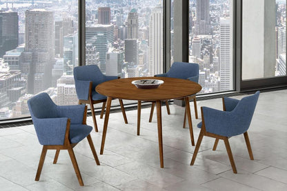 Armen Living - Arcadia and Renzo 48in Round Blue and Walnut Wood 5 Piece Dining Set - SETARDI5REWABLU48 veiw 8